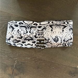 Snakeskin Print Strapless Bikini Top